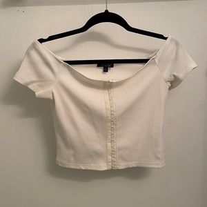 TopShop Off the Shoulder Hook & Eye Crop Top
